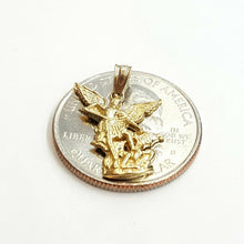 Load image into Gallery viewer, New 14k yellow gold saint Michael pendant charm fine religious gift jewelry 1.2g
