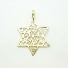 Load image into Gallery viewer, 14k yellow gold star of David 12 tribes of Israel pendant religious gift 1.2g
