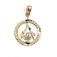 Load image into Gallery viewer, 14k yellow Gold tiny round Freemason Masonic Pendant religious fine jewelry 1.2g
