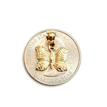 Load image into Gallery viewer, New 14k yellow Gold solid butterfly Pendant charm gift fine jewelry 1.4g
