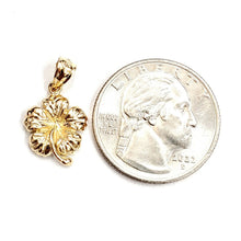 Load image into Gallery viewer, New 14k yellow Gold Hawaiian Hibiscus Plumeria flower Pendant fine jewelry 1.4g
