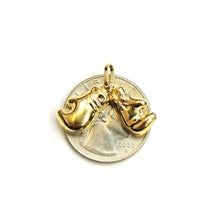 Load image into Gallery viewer, 14k yellow gold hollow 3D classic boxing gloves charm pendant fine jewelry 1.9g
