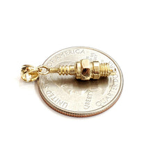 Load image into Gallery viewer, 14k yellow Gold 3D spark plug Pendant charm automobile engine fine jewelry 2.8g
