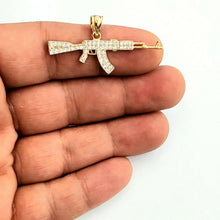 Load image into Gallery viewer, 14k yellow Gold AK-47 machine gun rifle Pendant fine jewelry cubic zirconia 2.8g
