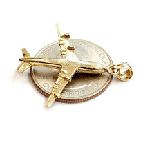Load image into Gallery viewer, 14k yellow Gold solid Airplane Aviation 3D pendant charm gift fine jewelry 3.4g
