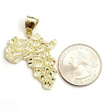 Load image into Gallery viewer, 10k yellow gold nugget Africa continent outline map pendant charm jewelry 3.3g
