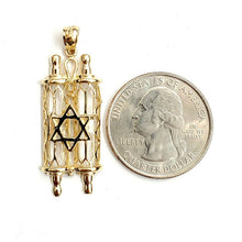 Load image into Gallery viewer, 14k yellow gold tablets of law star of David Jewish Israel torah pendant 3.1g
