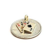 Load image into Gallery viewer, 14k yellow solid Gold playing cards Pendant charm casino jewelry unisex 1.7g
