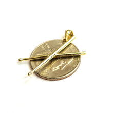 Load image into Gallery viewer, New 14k yellow Gold solid 3D Drumsticks Pendant Gift music fine jewelry 1.9g

