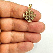 Load image into Gallery viewer, 14k Yellow gold Jerusalem Cross medal pendant charm religious fine jewelry 1.3g
