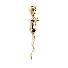 Load image into Gallery viewer, 14k yellow Gold long tail mouse rat Pendant animal charm gift fine jewelry 1.5g
