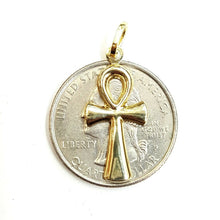 Load image into Gallery viewer, 14k yellow gold tiny Egyptian ankh cross pendant religious fine jewelry 0.7g
