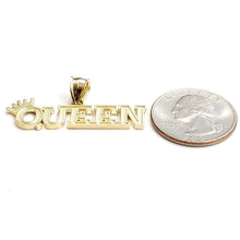 Load image into Gallery viewer, New 10k yellow Gold Queen Crown Tiara word Pendant charm gift fine jewelry 2.9g
