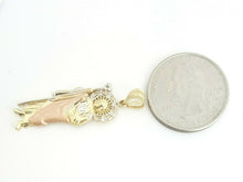 Load image into Gallery viewer, 14k tri color gold saint Jude juda pendant charm cubic zirconia jewelry 2.2g
