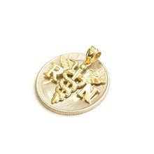 Load image into Gallery viewer, 14k yellow Gold RN caduceus medical sign nurse Pendant charm fine jewelry 1.5g
