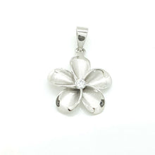 Load image into Gallery viewer, New 14k white Gold Hawaiian flower pendant cubic zirconia fine jewelry 1.9g
