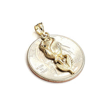 Load image into Gallery viewer, New 14k yellow solid Gold rose flower Pendant charm gift fine jewelry 1.6g
