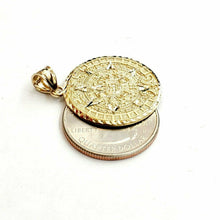 Load image into Gallery viewer, New 14k yellow Gold Aztec Mayan sun calendar Azteca pendant gift jewelry 1" 4.9g
