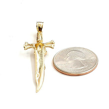 Load image into Gallery viewer, 14k yellow Gold sword skull snake Pendant charm gift fine jewelry 6g
