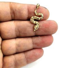 Load image into Gallery viewer, 14k yellow gold Rattle snake reptile Pendant charm diamond cut fine jewelry 1.7g
