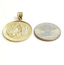 Load image into Gallery viewer, 10k yellow gold round virgin Caridad del cobre pendant religious gift 1.05" 4.4g
