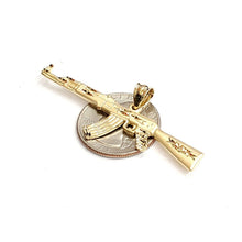 Load image into Gallery viewer, 14k yellow Gold AK-47 machine gun military rifle Pendant charm fine gift 3.4g

