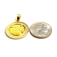 Load image into Gallery viewer, 14K Gold Greek Key pendant genuine 5 dollar 1/10 oz 22k American eagle coin 7.2g
