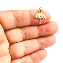 Load image into Gallery viewer, New 14k solid yellow Gold tiny umbrella Pendant charm gift fine jewelry 1g
