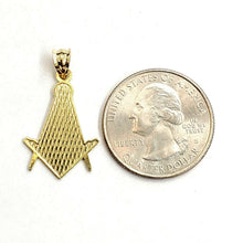 Load image into Gallery viewer, 10k yellow Gold Freemason Masonic Pendant charm fine religious gift jewelry 1.3g

