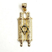 Load image into Gallery viewer, 14k yellow gold tablets of law star of David Jewish Israel torah pendant 4.5g
