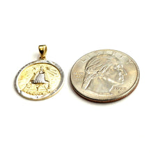 Load image into Gallery viewer, 14k Two Tone gold round virgin Caridad del Cobre pendant fine jewelry 0.69" 2g
