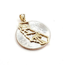 Load image into Gallery viewer, New 14k yellow gold California outline map pendant charm palm fine jewelry 1.4g
