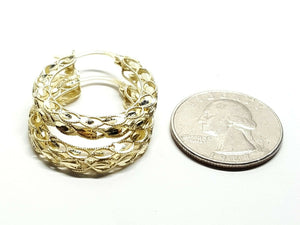 New 10K yellow Gold 1.06" 3.85mm turkish hoop Earrings Round fine jewelry 3.3g