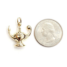 Load image into Gallery viewer, New 14k yellow Gold 3D hollow Genie lamp Aladdin charm pendant fine jewelry 1.8g
