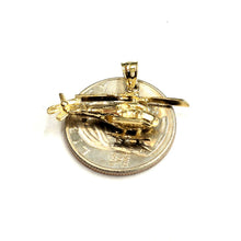 Load image into Gallery viewer, 14k yellow Gold solid Helicopter Aviation 3D pendant charm fine jewelry 3g
