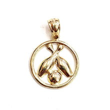 Load image into Gallery viewer, 14k yellow Gold Round Bowling ball Pins Pendant charm sport fine jewelry 1.6g
