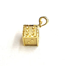 Load image into Gallery viewer, 10k yellow Gold 3D dice Pendant charm gamble Vegas gift sport fine jewelry 2.6g
