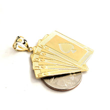 Load image into Gallery viewer, 14k yellow Gold royal flush spade A K Q J 10 poker cards Pendant jewelry 9.3g
