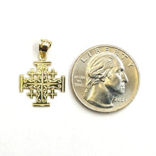 Load image into Gallery viewer, 14k Yellow gold Jerusalem Cross medal pendant charm religious fine jewelry 1.3g
