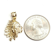 Load image into Gallery viewer, New 14k solid yellow Gold Chief face head Pendant fine jewelry 2.6g
