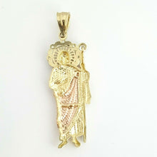 Load image into Gallery viewer, 14k tri color gold saint Jude juda pendant charm cubic zirconia jewelry 2.2g
