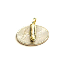 Load image into Gallery viewer, New 14k yellow gold 3D bullet pendant charm military gift fine jewelry 2g
