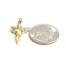 Load image into Gallery viewer, New 10k yellow Gold angel Pendant charm wings gift fine jewelry diamond cut 1.3g
