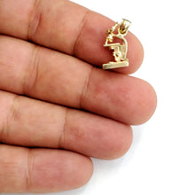 Load image into Gallery viewer, New 14k Yellow Gold 3D microscope Pendant charm science tool fine jewelry 2.3g
