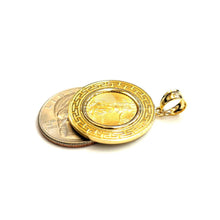Load image into Gallery viewer, 14K Gold Greek Key pendant genuine 5 dollar 1/10 oz 22k American eagle coin 7.2g
