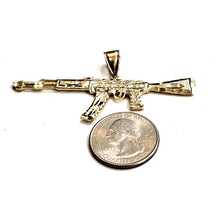 Load image into Gallery viewer, 14k yellow Gold AK-47 machine gun military rifle Pendant charm fine gift 10.1g
