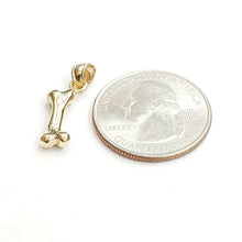 Load image into Gallery viewer, 14k yellow Gold solid dog bone 3D Pendant charm fine jewelry gift unisex 1.9g
