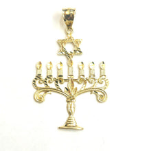 Load image into Gallery viewer, 14k yellow gold Menorah star of David Jewish Israel Charm pendant religious 3.2g
