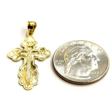 Load image into Gallery viewer, Genuine 14k yellow gold Three Bar Russian Pectoral Orthodox cross pendant 1.9g
