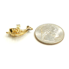 Load image into Gallery viewer, 14k Two Tone Gold 3D fish Pisces zodiac Pendant Cubic Zirconia Fine jewelry 1.6g
